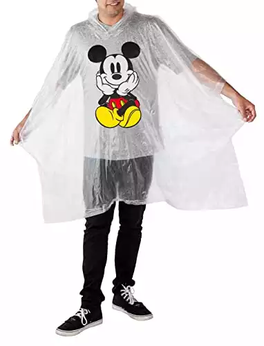 Disney Mickey Mouse Rain Poncho Hoodie Print Unisex Adult (Mickey Front & Back)