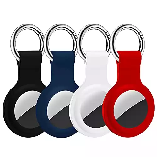 Compatible with AirTag Case Keychain Air Tag Case Holder Silicone AirTags Key Ring Cases Air Tags Key Chain Compatible with Apple AirTag GPS Item Finders Accessories 4 Pack