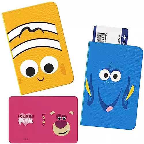 Disney Passport Holder Cover Wallet RFID Blocking Saffiano fabric Card Case Travel Accessories for Women Men (Alien)